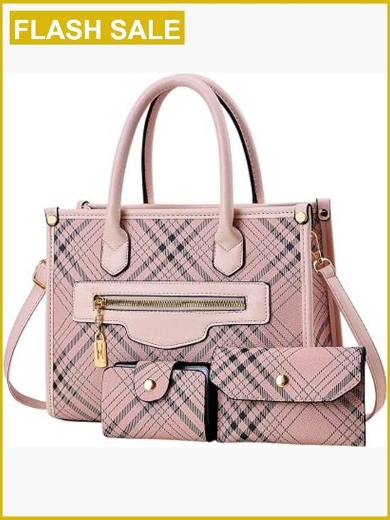 Handbags - 3-Piece PU Leather Satchel Handbag Set Tote Crossbody Shoulder Bag Set